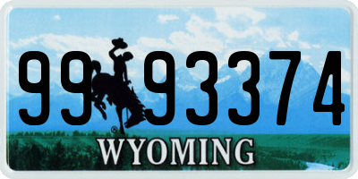 WY license plate 9993374
