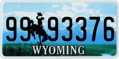 WY license plate 9993376