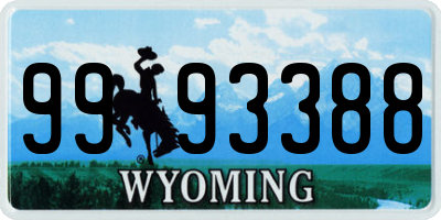 WY license plate 9993388