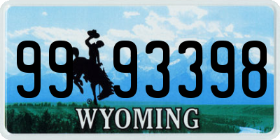 WY license plate 9993398