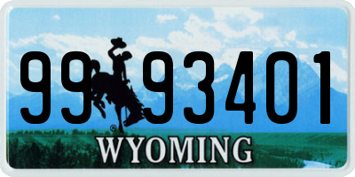 WY license plate 9993401