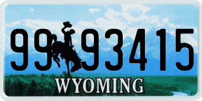 WY license plate 9993415