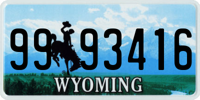 WY license plate 9993416