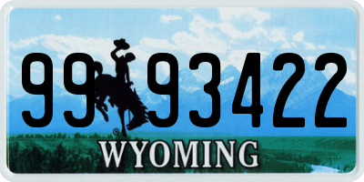 WY license plate 9993422