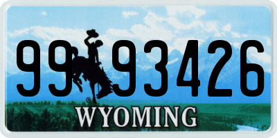 WY license plate 9993426