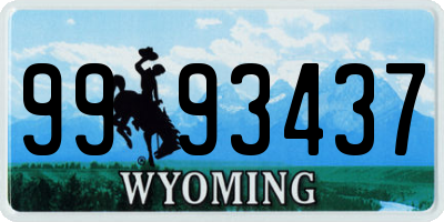 WY license plate 9993437