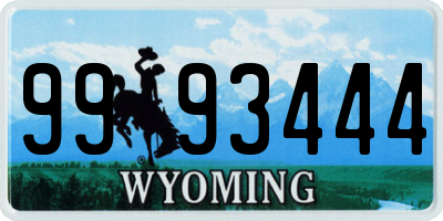 WY license plate 9993444