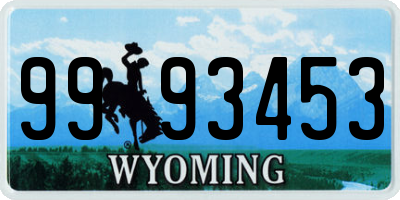 WY license plate 9993453