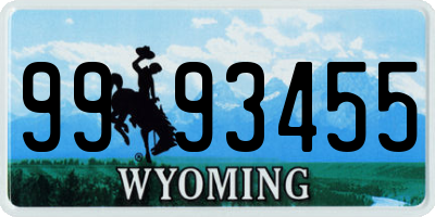 WY license plate 9993455
