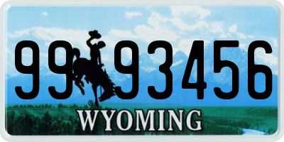 WY license plate 9993456