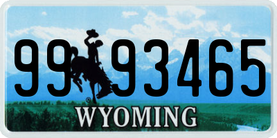 WY license plate 9993465