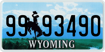 WY license plate 9993490