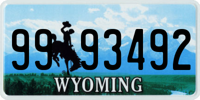 WY license plate 9993492