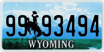 WY license plate 9993494