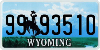 WY license plate 9993510