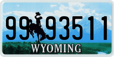 WY license plate 9993511