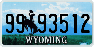WY license plate 9993512