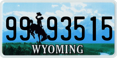 WY license plate 9993515