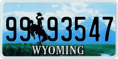 WY license plate 9993547