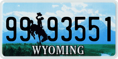 WY license plate 9993551