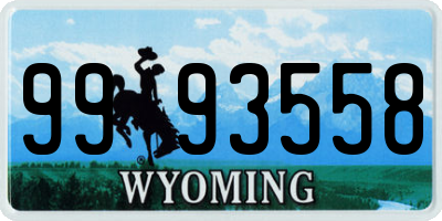 WY license plate 9993558