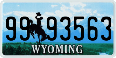 WY license plate 9993563