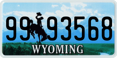 WY license plate 9993568