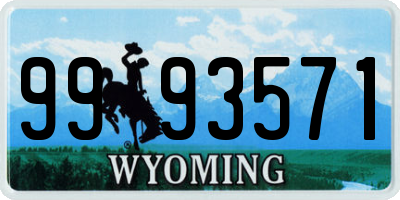 WY license plate 9993571