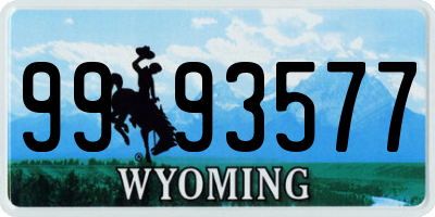 WY license plate 9993577