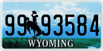 WY license plate 9993584