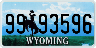 WY license plate 9993596