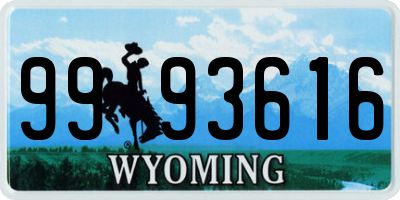 WY license plate 9993616