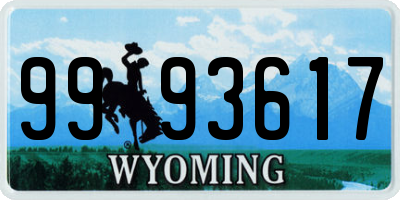 WY license plate 9993617