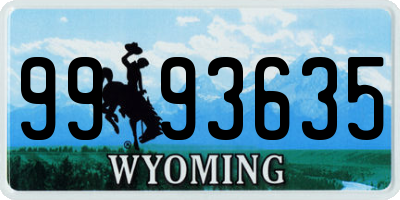 WY license plate 9993635