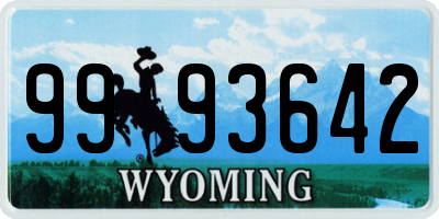 WY license plate 9993642
