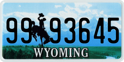 WY license plate 9993645