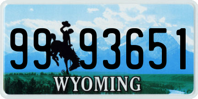 WY license plate 9993651
