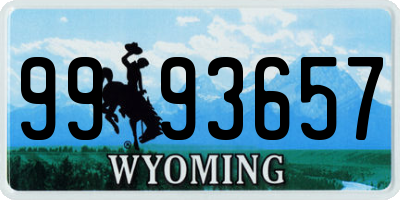 WY license plate 9993657