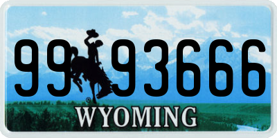 WY license plate 9993666