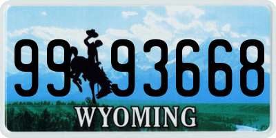 WY license plate 9993668