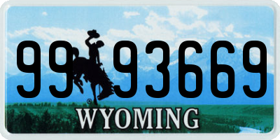 WY license plate 9993669