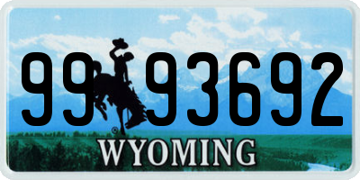 WY license plate 9993692