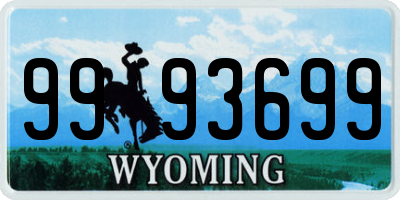 WY license plate 9993699