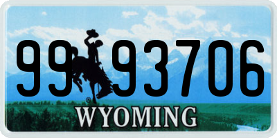 WY license plate 9993706