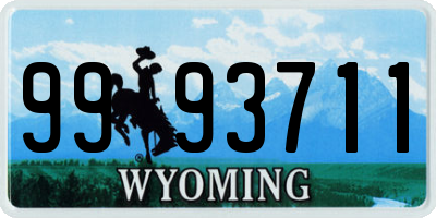 WY license plate 9993711