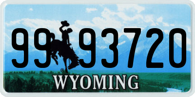 WY license plate 9993720