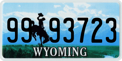 WY license plate 9993723