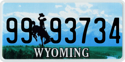 WY license plate 9993734