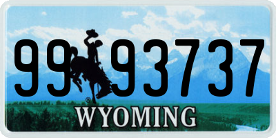 WY license plate 9993737