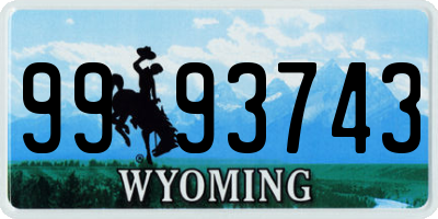 WY license plate 9993743